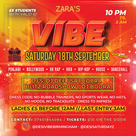VIBE@ZARAS THIS SATURDAY