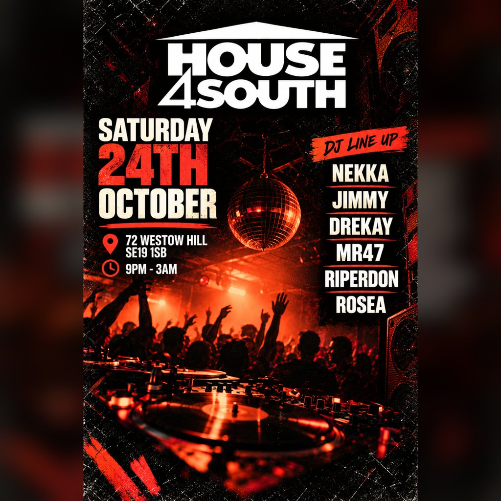 HOUSE4SOUTH - Saturday 24th October