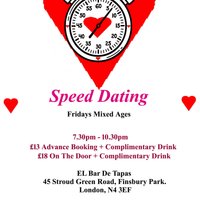 Speed Dating Mixed Ages Fridays. El Bar De Tapas. Finsbury Park