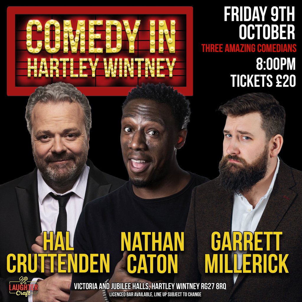 October's Comedy in Hartley Wintney at Victoria And Jubilee Halls Hartley Wintney, Hook
