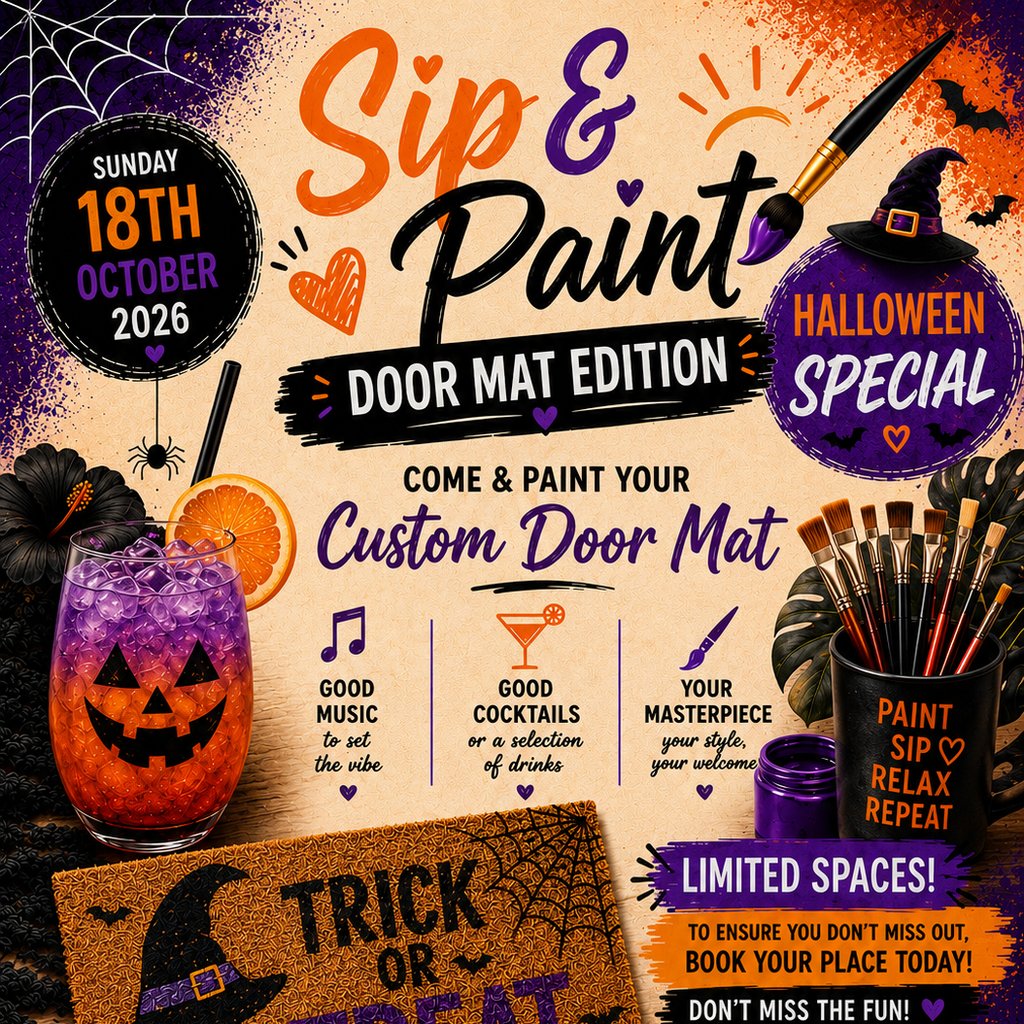 Sip & Paint - Door Mat, Halloween Special at Springfield Social Club, Rowley Regis