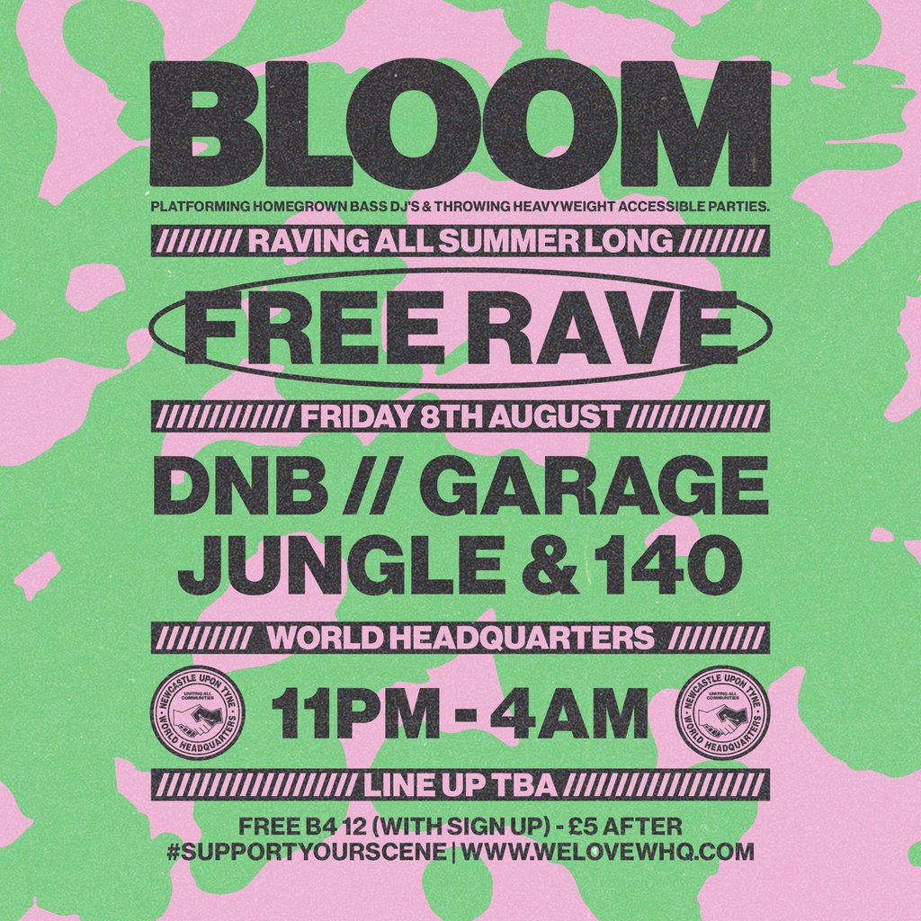 BLOOM - FREE RAVE - D'n'B, Jungle, UK Garage, 140 at World Headquarters ...