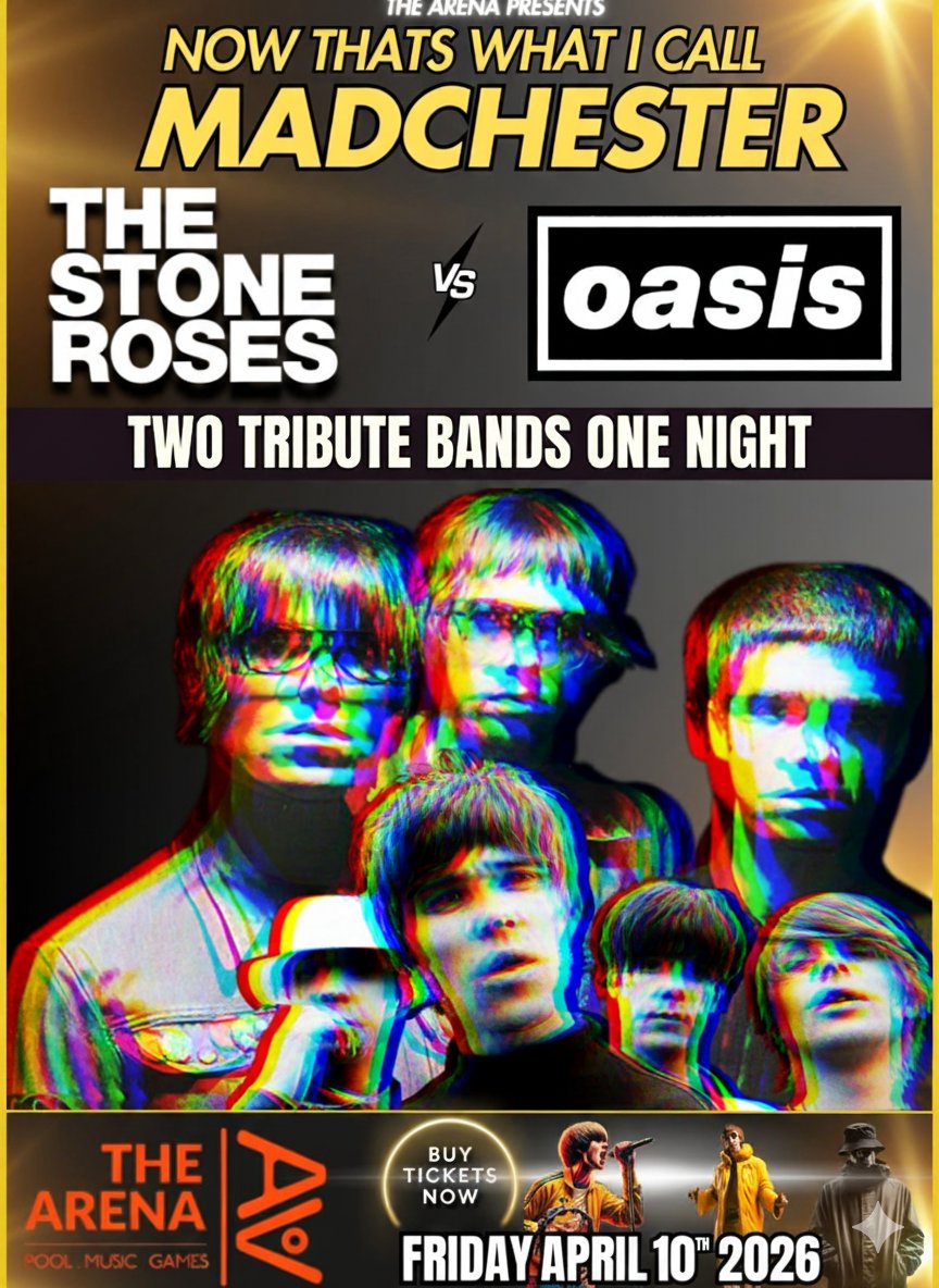 Stone Roses Vs Oasis | The Arena Crewe Crewe Fri 10 April 2026