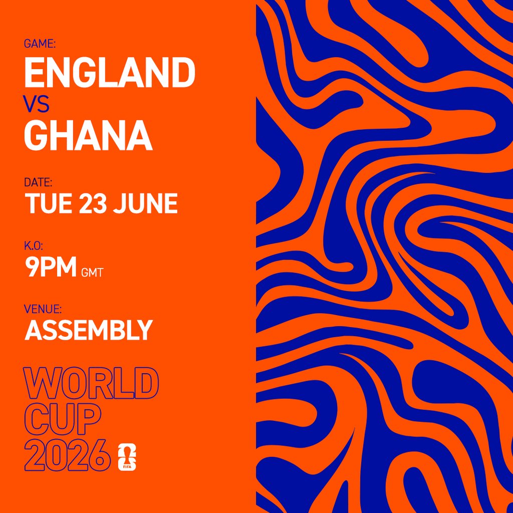 ENGLAND vs GHANA Tues 23/06/26 [Free Entry Ticket]