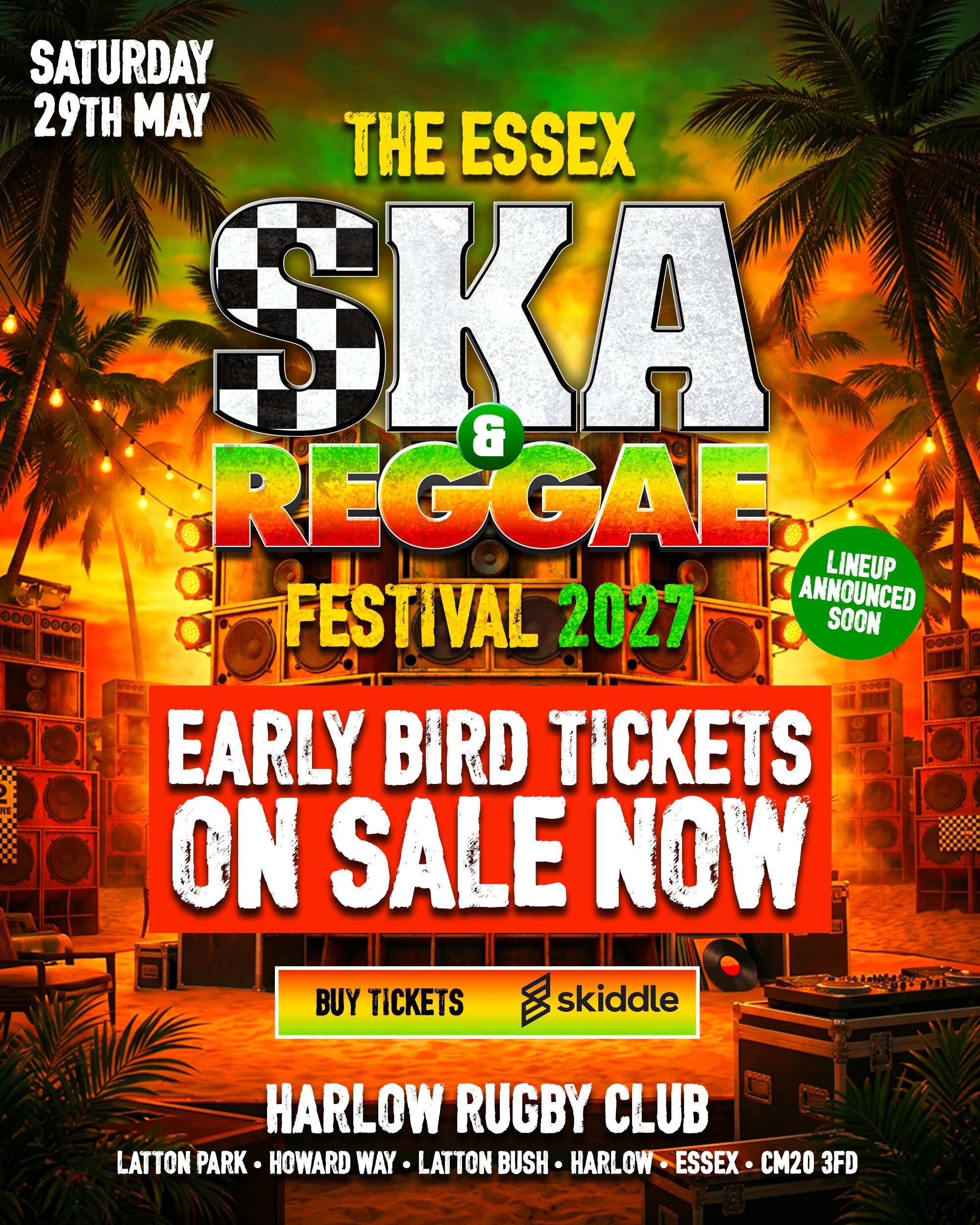 Tickets: The Essex Ska & Reggae Festival 2027 | Harlow Rugby Club