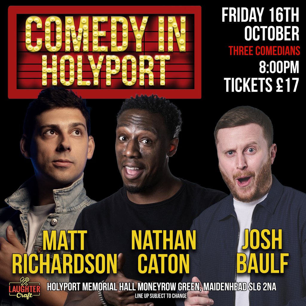 October's Comedy in Holyport at Holyport Memorial Hall, Holyport, Maidenhead