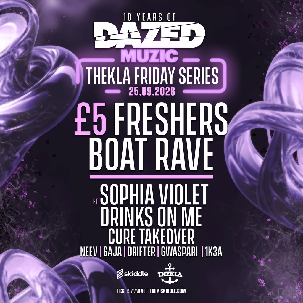 £5 Freshers Boat Rave ft Sophia Violet & Drinks On Me at Thekla, Bristol