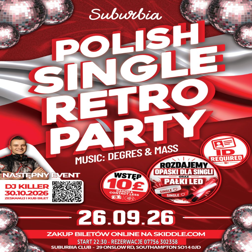 Poland Party Presents: Retro Singles Party at Suburbia Southampton, Southampton