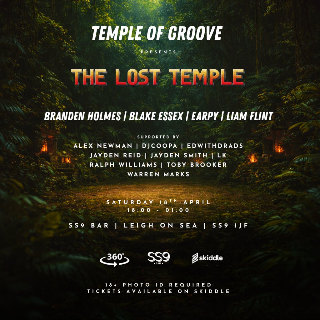 Temple Rave Temple Of Groove Presents: The Lost Temple @SS9 Bar | Leigh-On-Sea · 18 ...