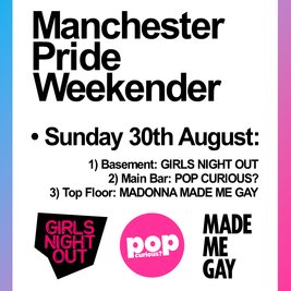 MCR Pride 3 room pop party (Sun 30th Aug) @ Joshua Brooks
