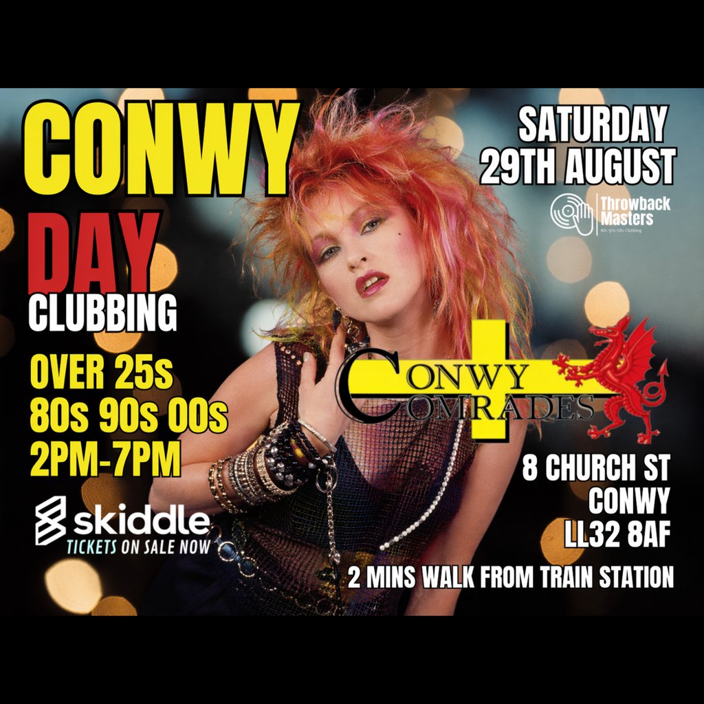 Throwback Masters Conwy Over 25s Day Clubbing Event
