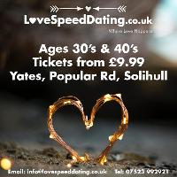 Speed Dating Solihull Ages 30's & 40's at Yates's Solihull
