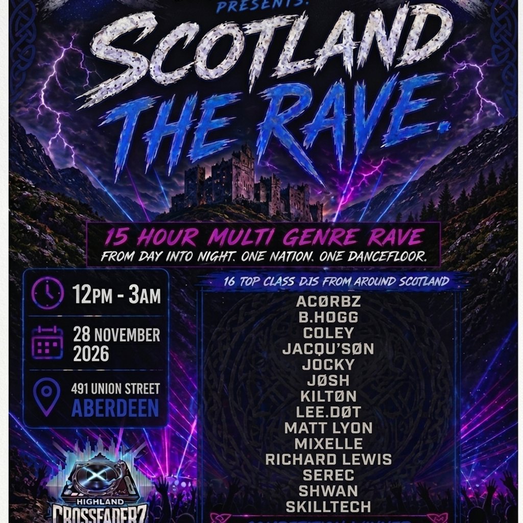 Highland Crossfaderz Presents - Scotland The Rave at 491 Union Street, Aberdeen