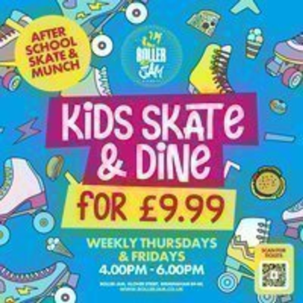 Skate and Dine for £9.99 Roller Jam Birmingham Fri 10th November
