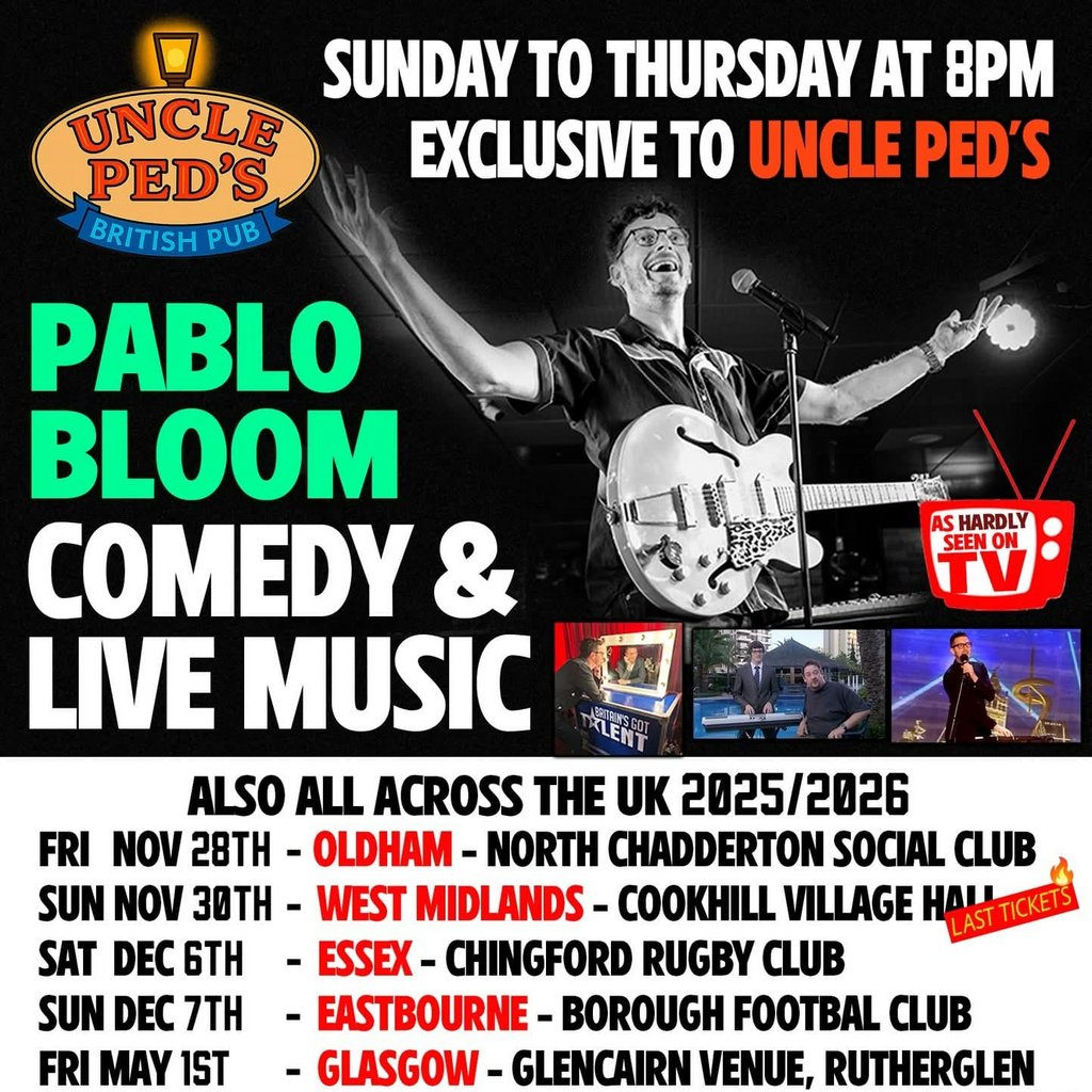 PABLO BLOOM - Warrington Irish Club - Sun 28th June - 2pm