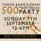 500th Year Birthday Party  - 7th September Event Title Pic