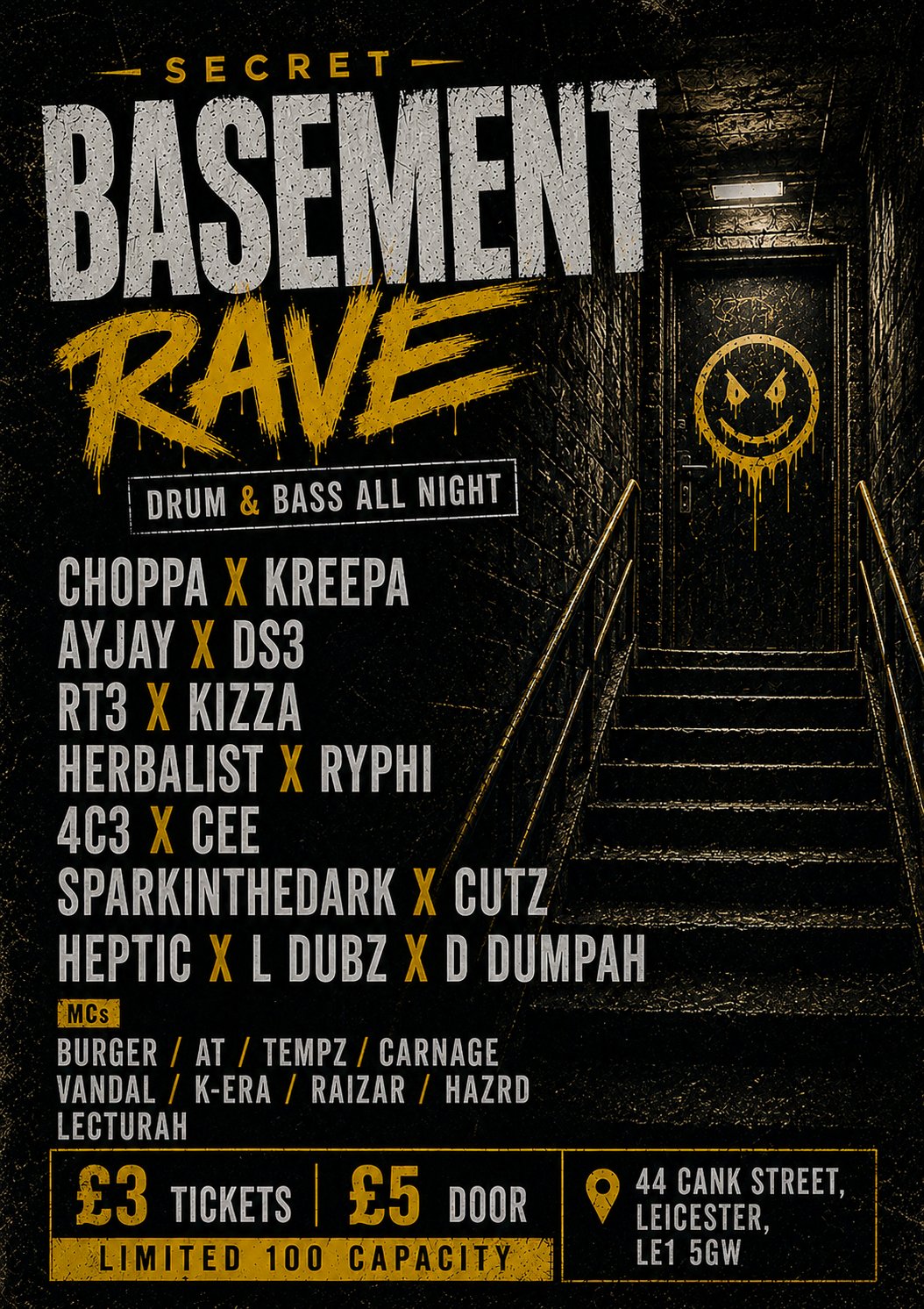 Secret Basement Rave | 44 Cank Street Leicester Fri 05 June 2026