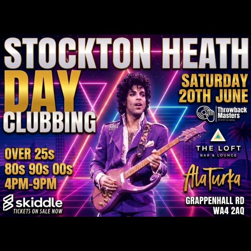 Throwback Masters Stockton Heath Over 25s Day Clubbing 80s - 00s