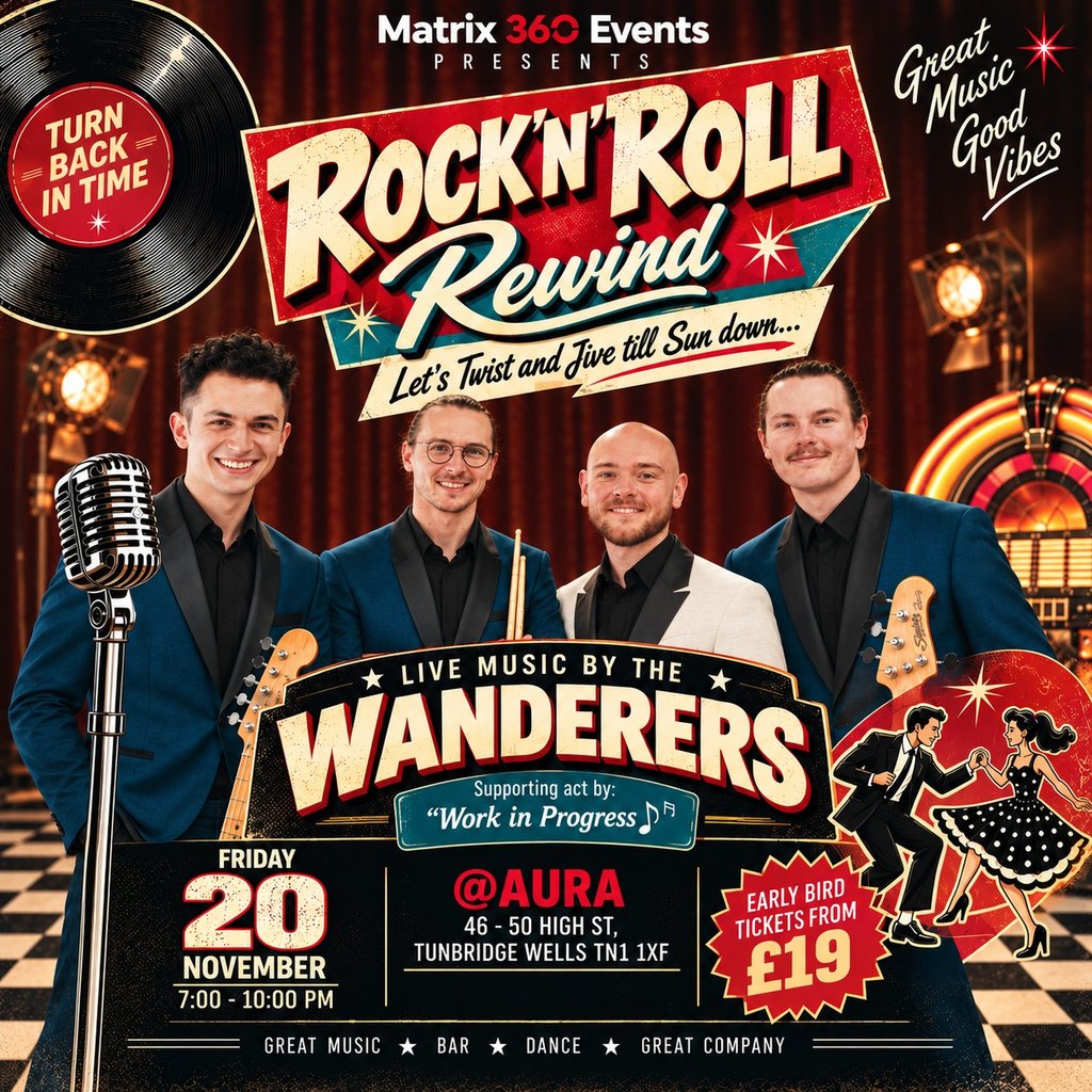 Rock'n'Roll Rewind at Aura, 46 50 High St, Tunbridge Wells TN1 1XF, Tunbridge Wells