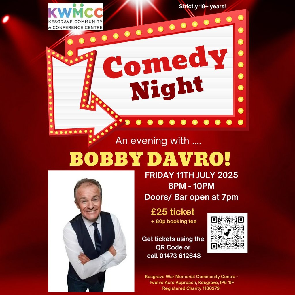 An Evening with Bobby Davro! get tickets at kwmcc.co.uk
