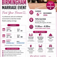 Muslim Marriage Events Birmingham - 3 Groups | 6th December 2026