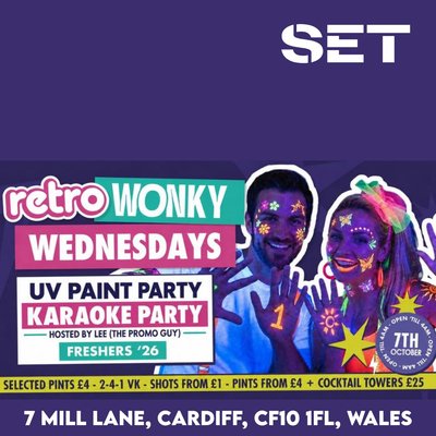 Freshers UV Paint Rave @ Retro Cardiff Wednesday 7th October