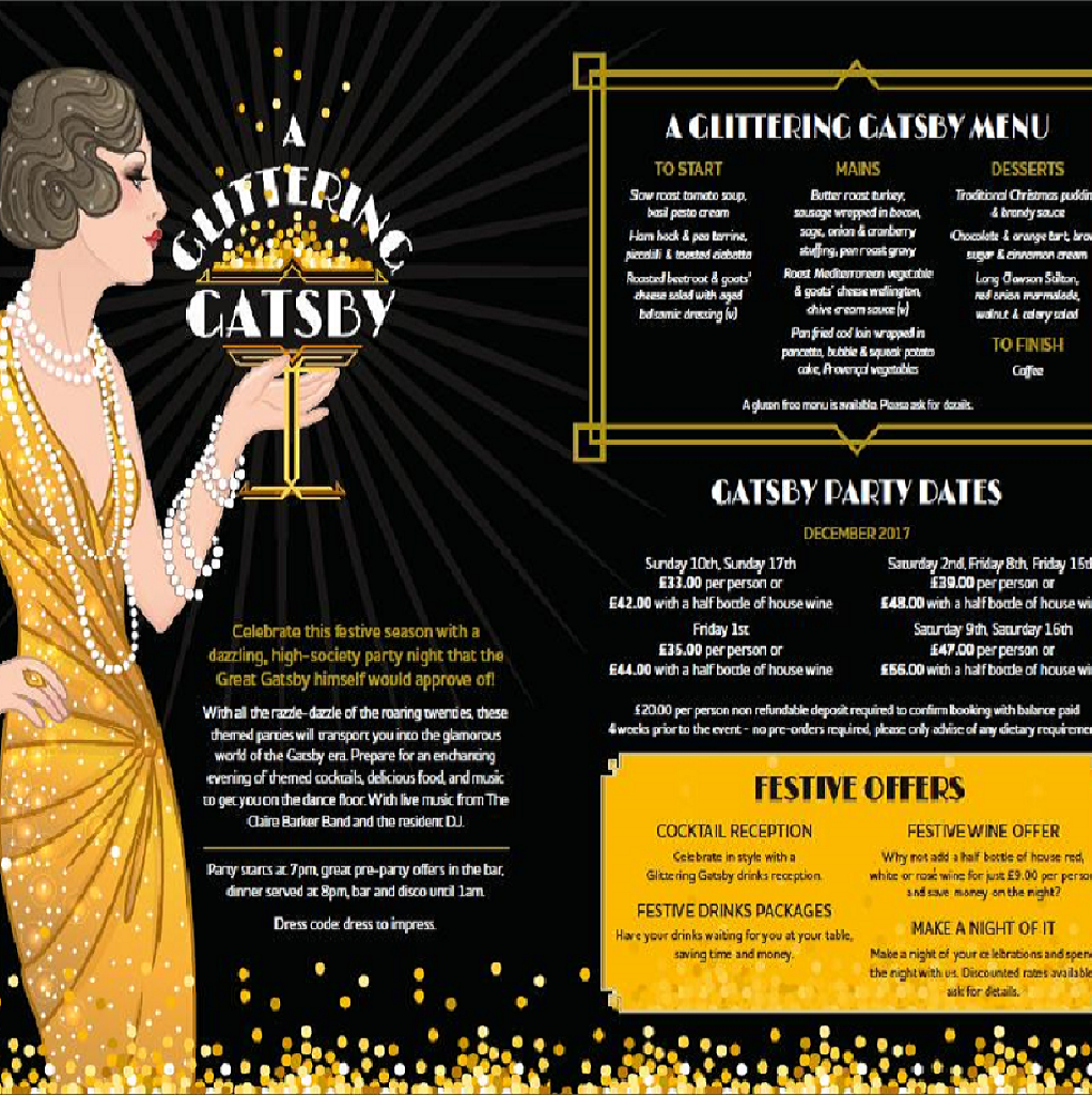 gatsby themed christmas dinner dance with the claire barker band gatsby themed party flyers