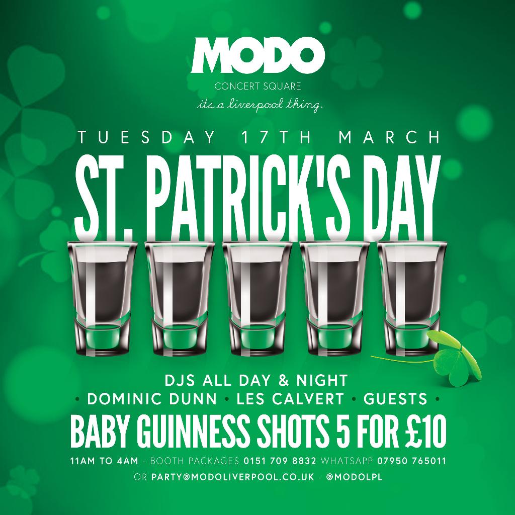 St. Patrick's Day Tickets | Modo Liverpool | Tue 17th ...