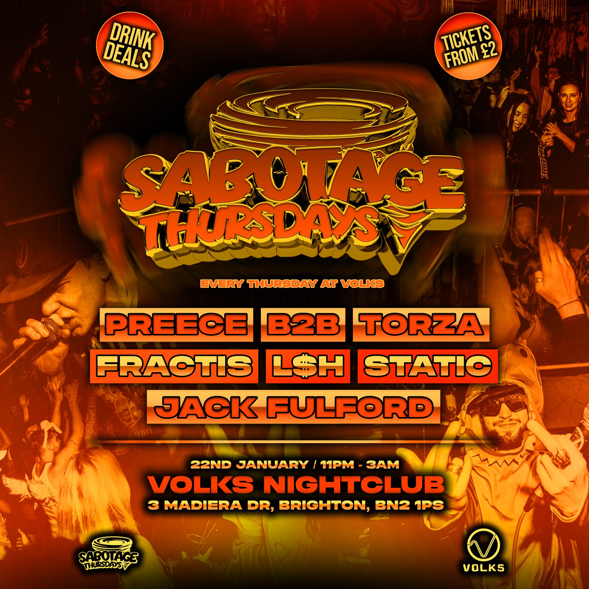 Sabotage Thursdays | The Volks Nightclub Brighton Thu 22 January 2026
