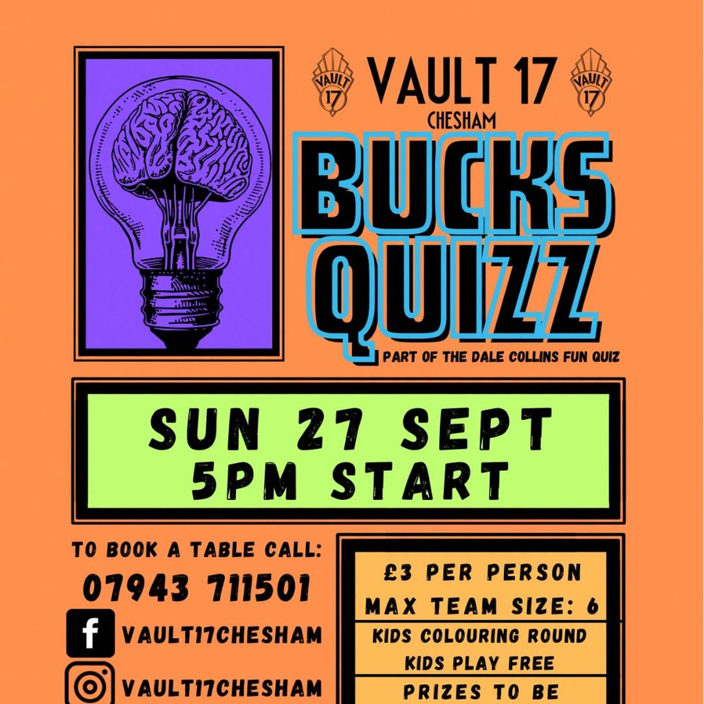 Bucks Quiz - FREE at Vault 17, Chesham