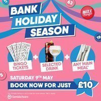Bank Holiday Season - Buzz Bingo Darlington 09/05 at Buzz Bingo Darlington