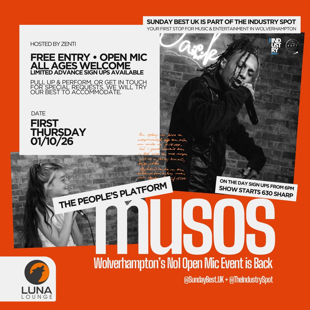musos: The People's Platform (Wolverhampton's No.1 Open Mic) at Luna Lounge Bar, Wolverhampton