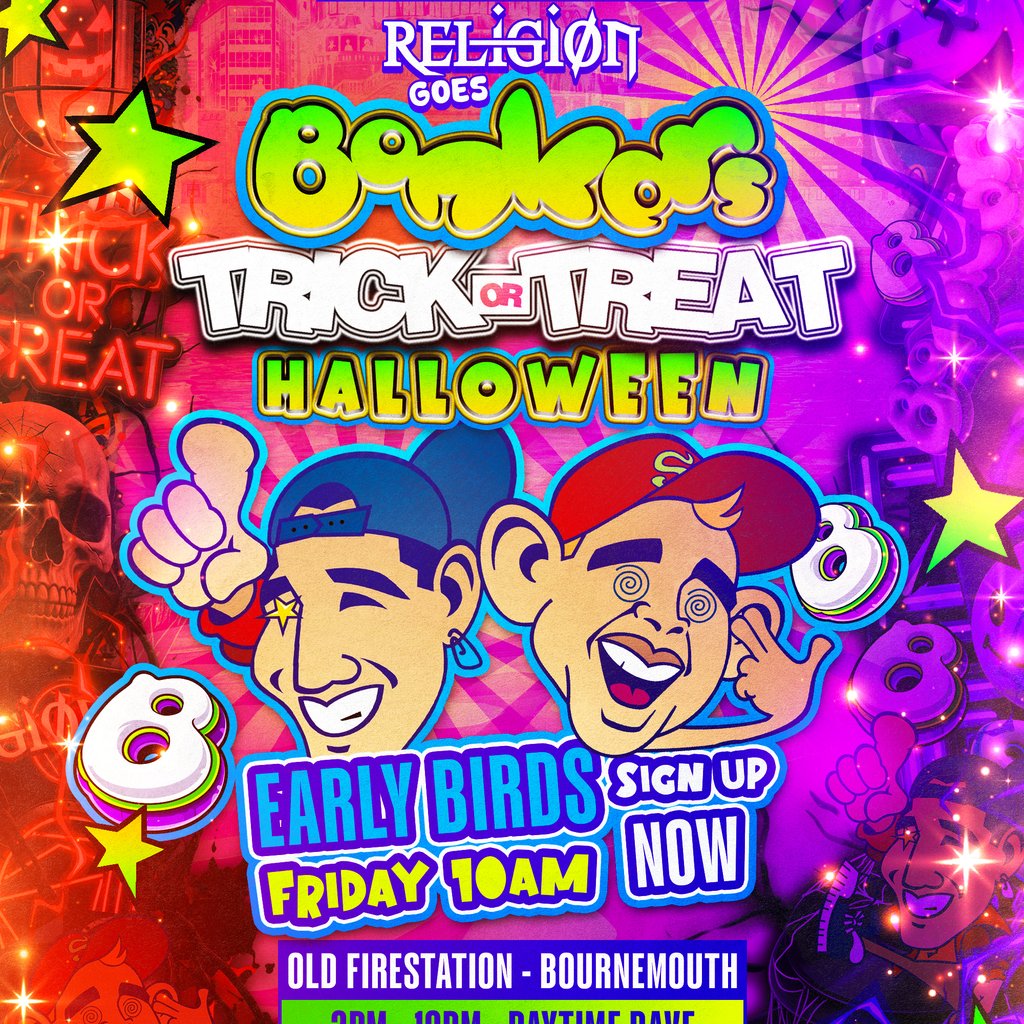 Religion Goes Bonkers: Trick or Treat - Halloween Day Time Rave at The Old Fire Station, Bournemouth