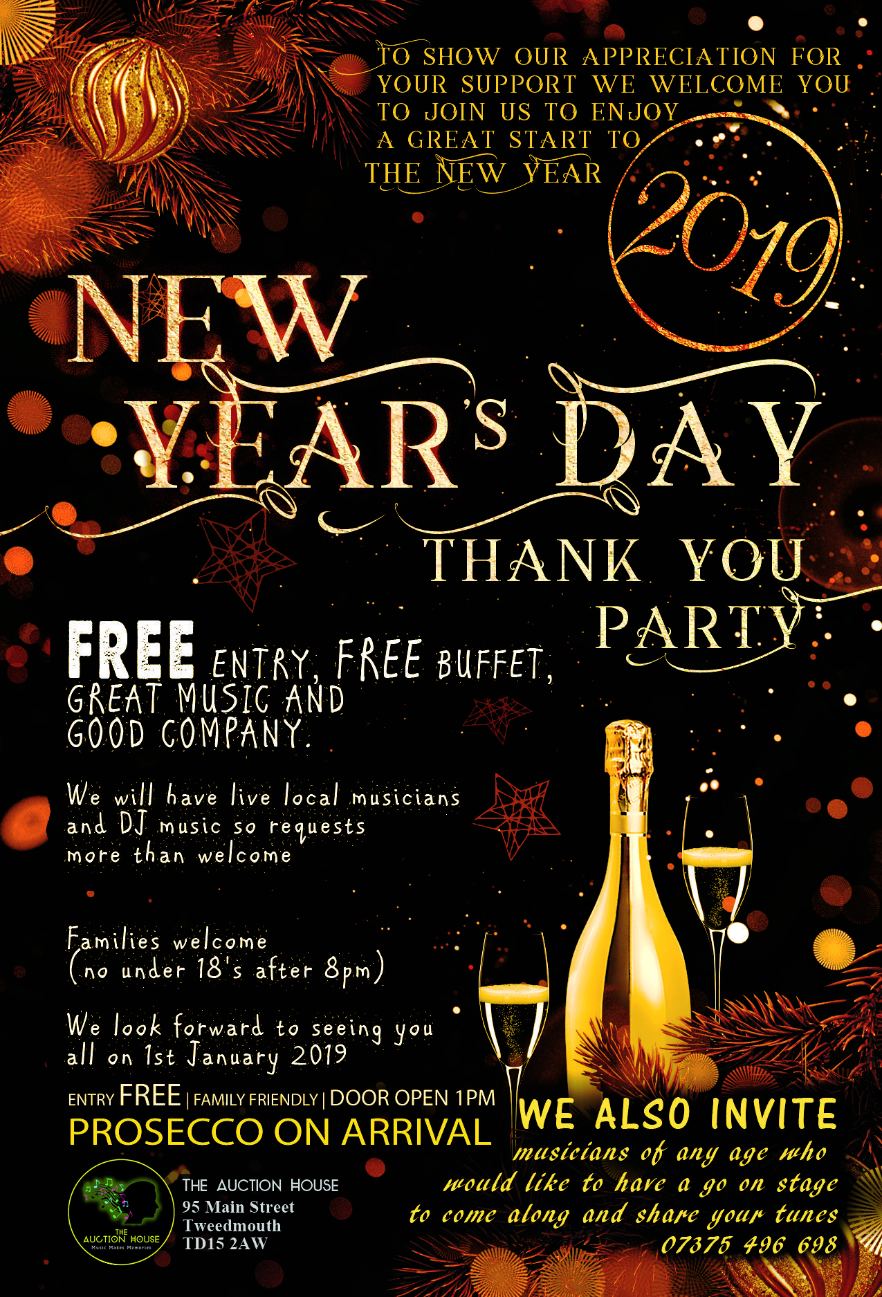 free new years day thank you party tickets the auction house