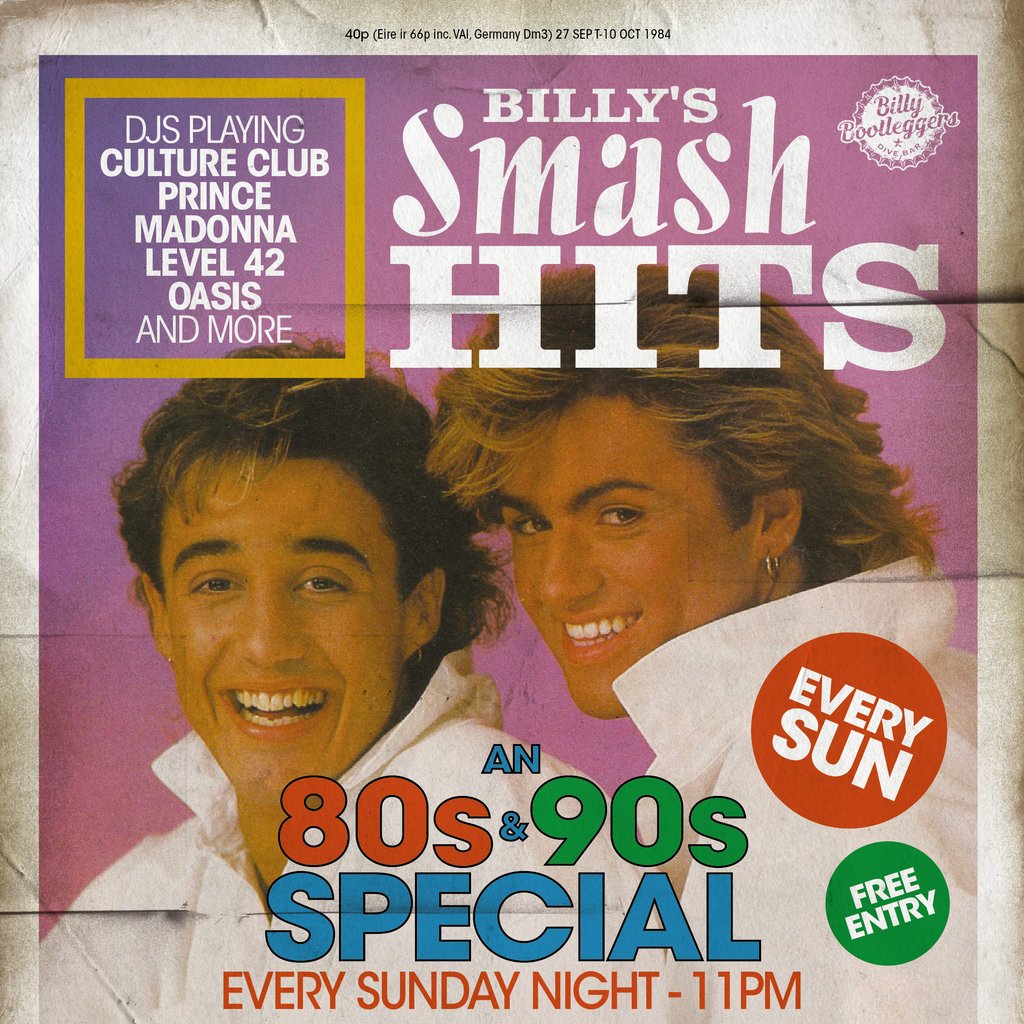 BILLY'S SMASH HITS - Every Sunday Night