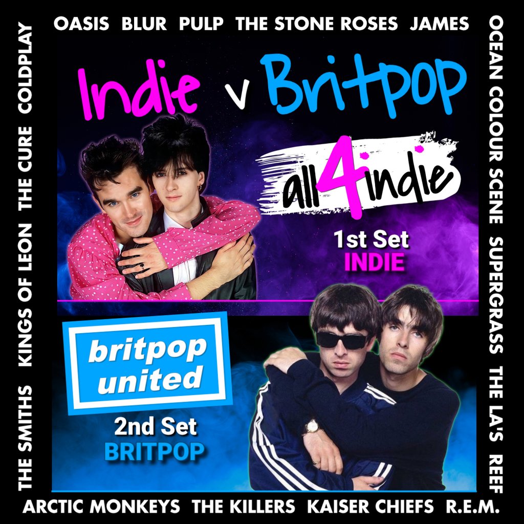 Indie v Britpop Double Headliner — gig artwork