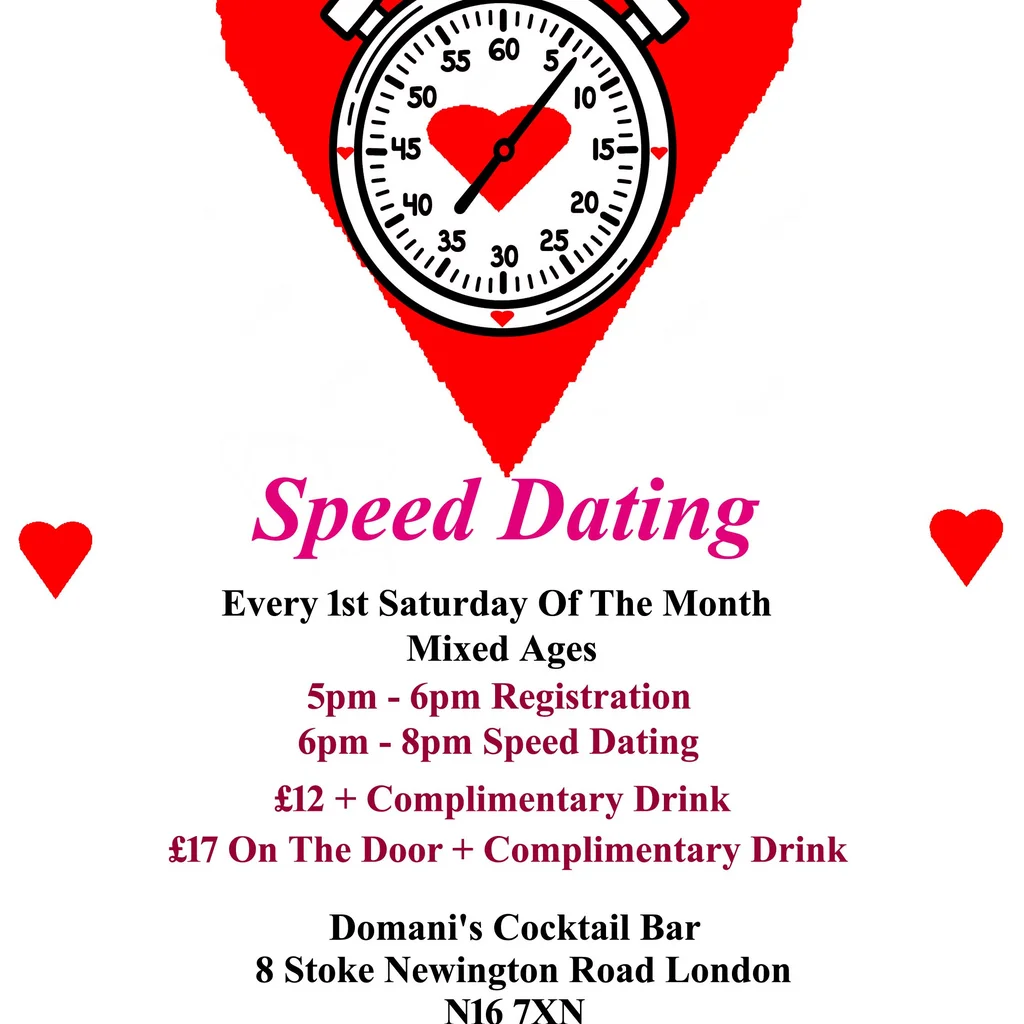 Speed Dating. Mixed Ages. Saturdays. Domani's.