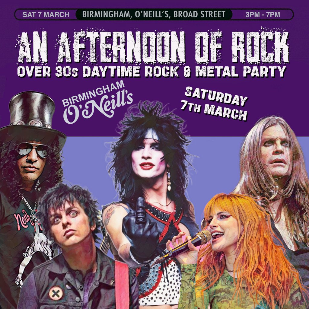 An Afternoon of Rock & Metal: BIRMINGHAM (over 30s), 3pm-7pm