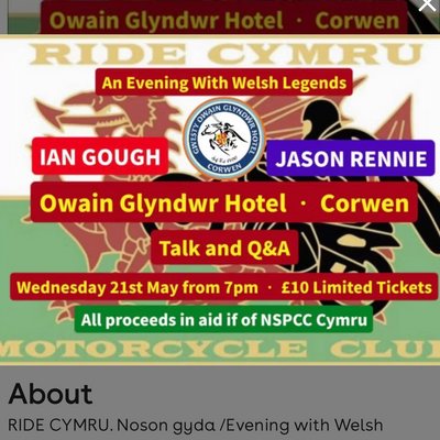 Ride Cymru an evening with Welsh legends