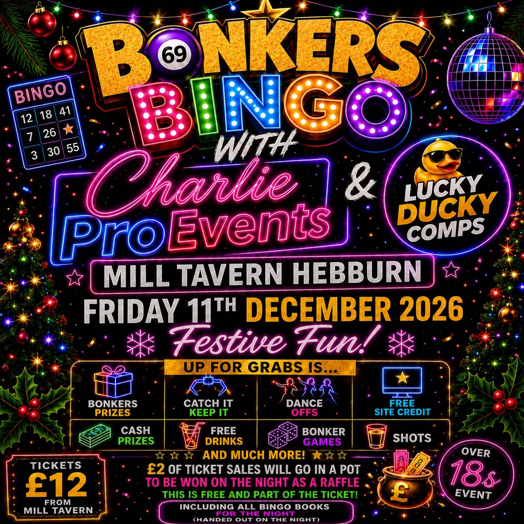 Bonkers Bingo at Mill Taven Hebburn, Hebburn