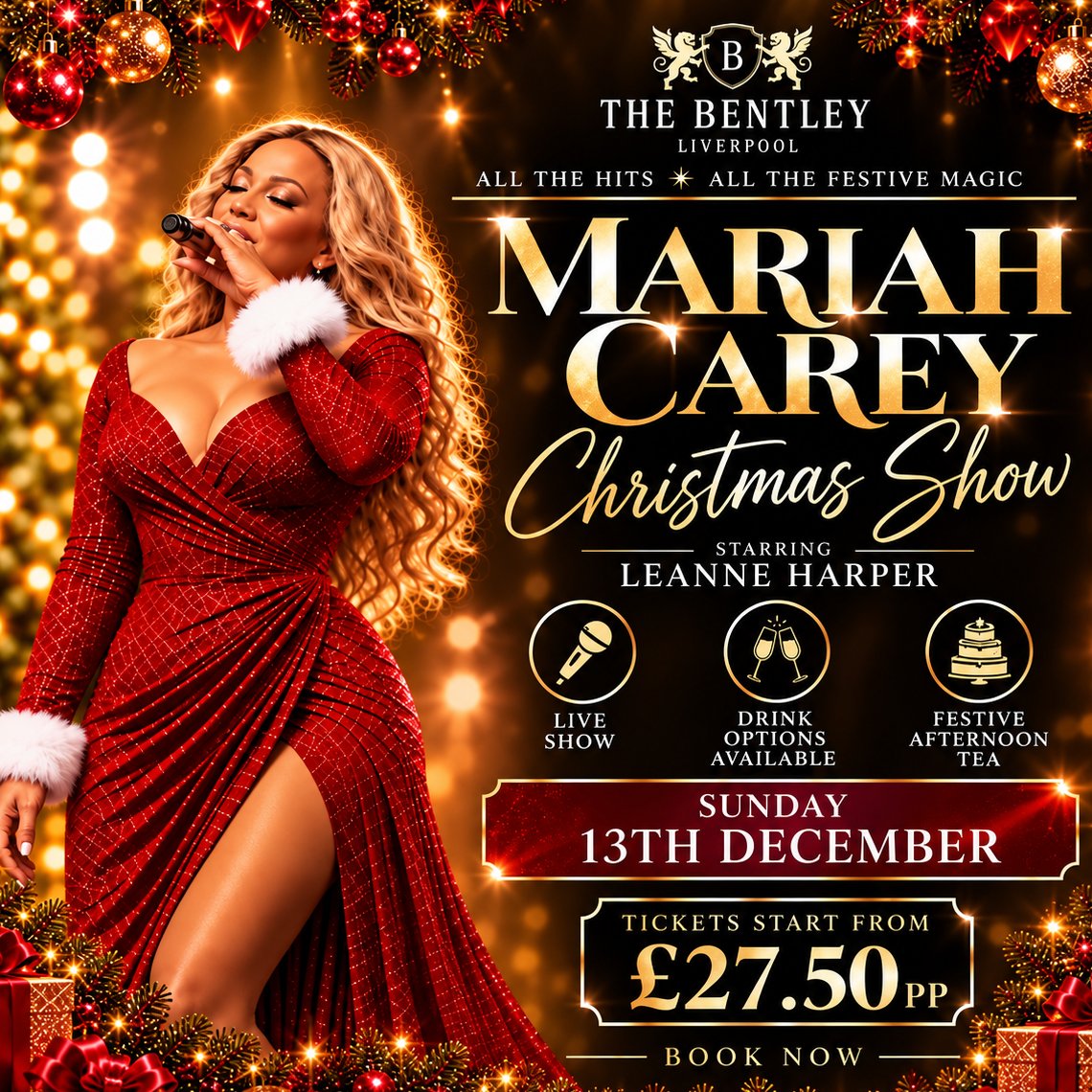 A Mariah Carey Christmas The Queen of Christmas Tribute at The Bentley in Liverpool on December 13, 2026 – event artwork