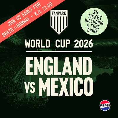 FIFA World Cup Screening: ENGLAND VS MEXICO! Includes FREE Drink