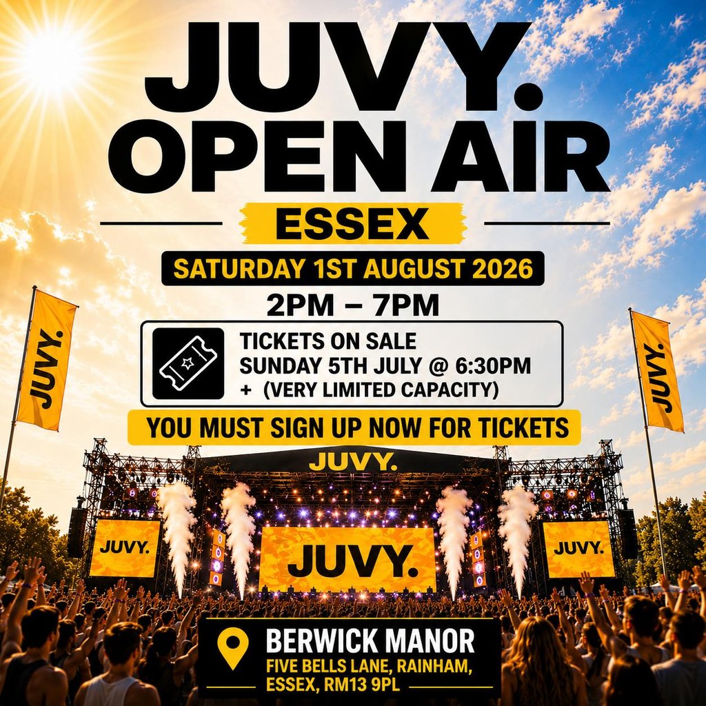 JUVY Open Air - Sat 1st August @ Berwick Manor Essex