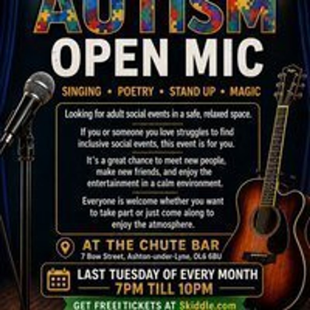 Monthly Autism Open Mic Event at Chute Bar, Ashton-under-Lyne