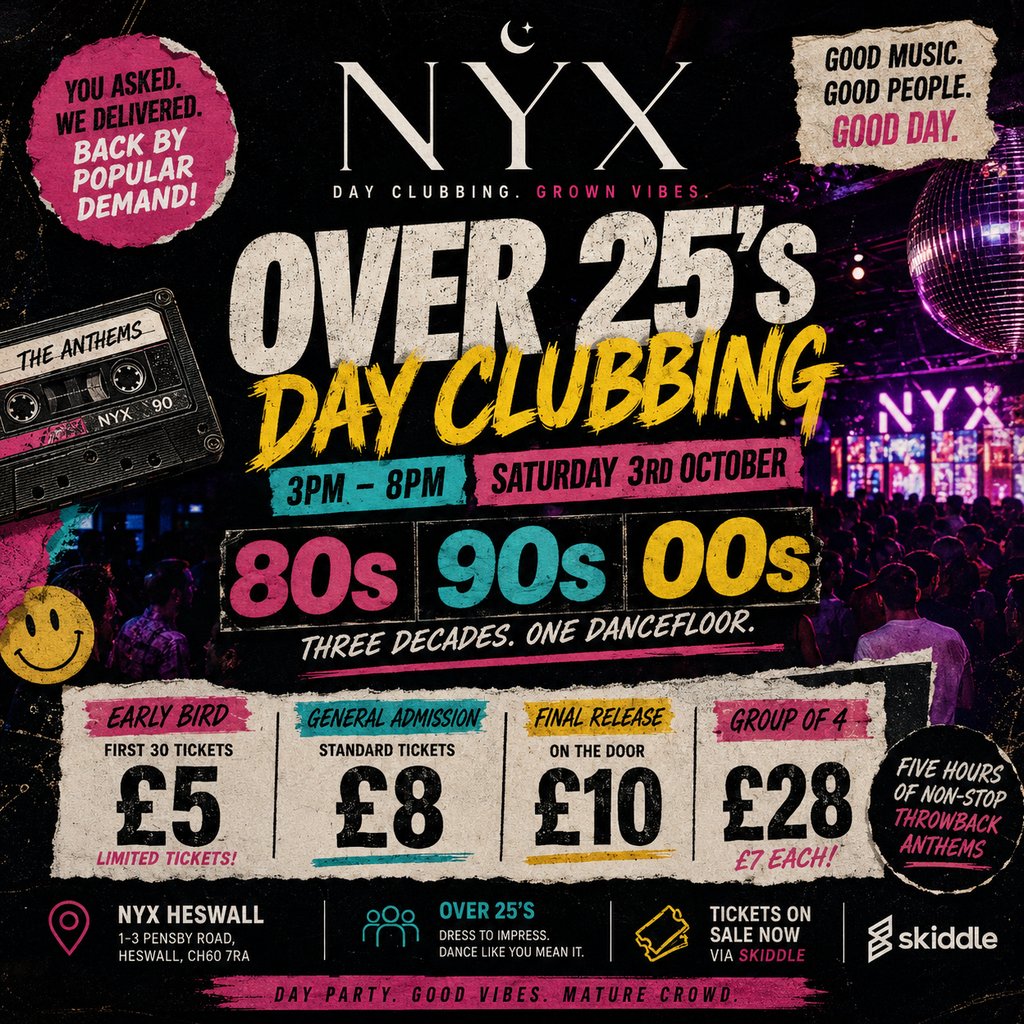Over 25's Day Clubbing - 80s, 90s & 00s