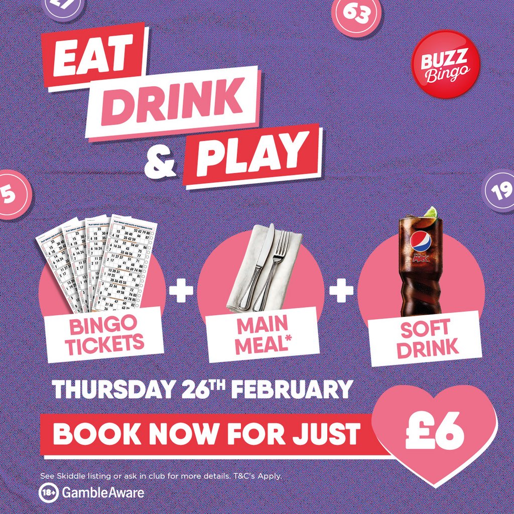 Eat, Drink & Play - Buzz Bingo Morecambe 26/02