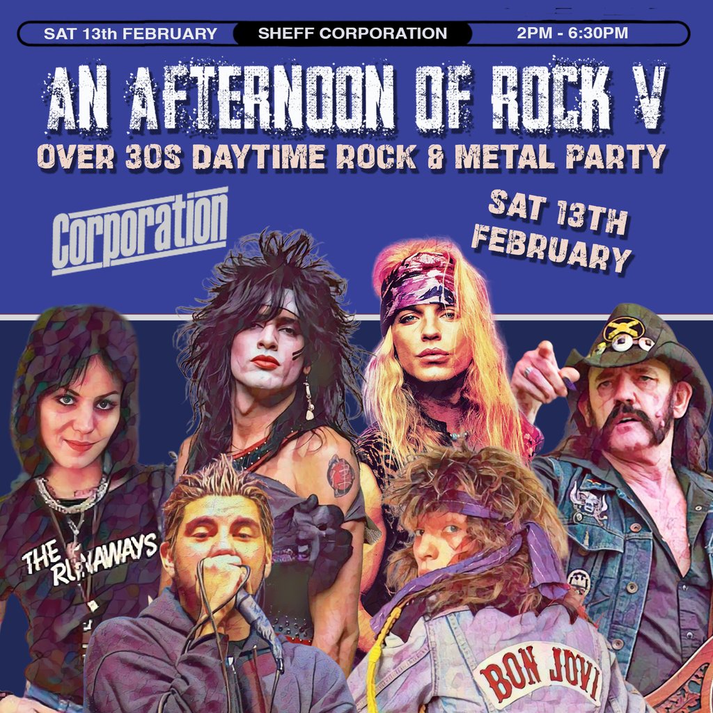 An Afternoon of Rock: SHEFFIELD (Over 30s Rock/Metal) 2pm-6:30pm — gig artwork