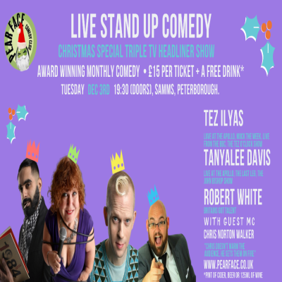Live Stand up Comedy with headliners Tez Ilyas, Tanyalee Davis & Robert White