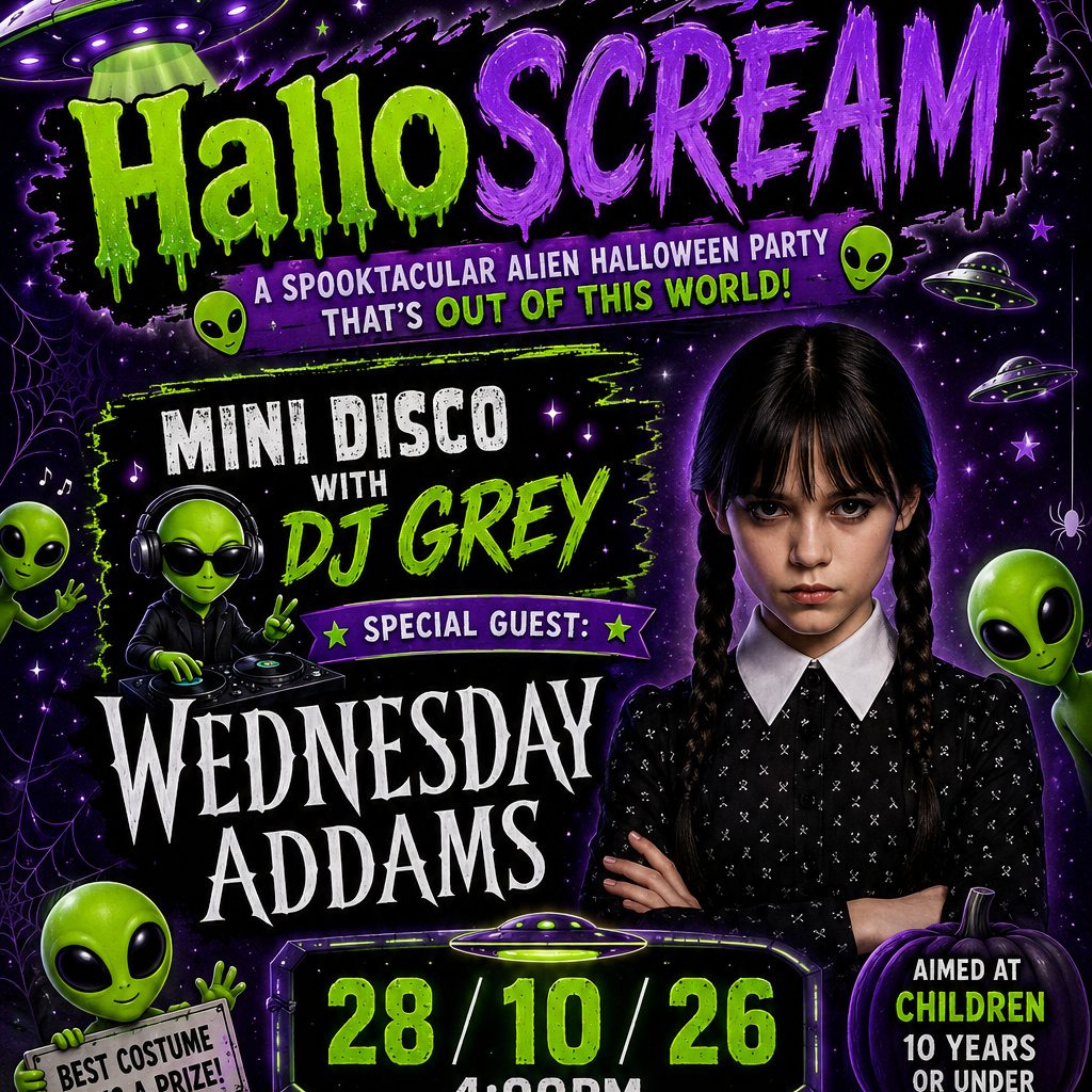 Mini Disco Ft Wednesday Adams at The Loft Cleckheaton, Cleckheaton