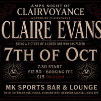 AMPS Night of Clairvoyance with Claire Evans at MK Sports Bar And Lounge